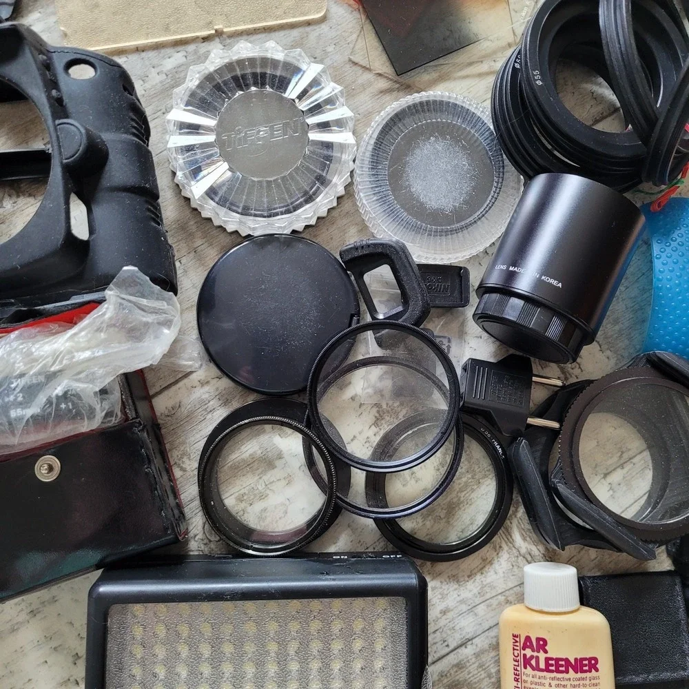 HUGE Camera Accessory Lot Nikon, Tiffen, Bescor, Filters, Cases AS-IS UNTESTED